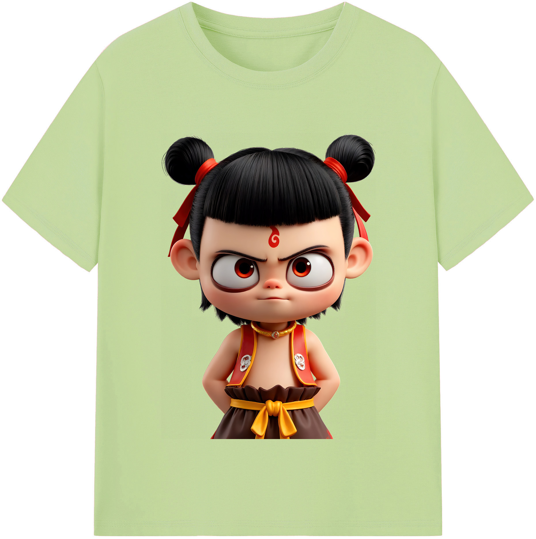 （画像用） Ne Zha 2 ナタ 魔童の大暴れ 綿100％半袖Tシャツ（フロントプリント）